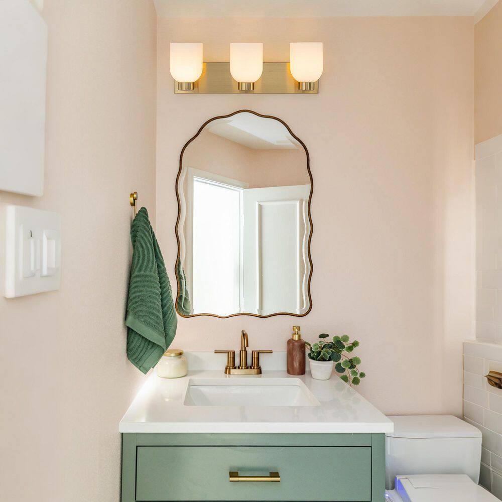 Aria 22 in. 3-Light Modern Gold Bathroom Vanity Light with Frosted Glass price history on PriceWatchPro