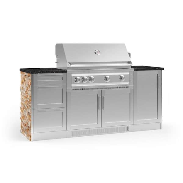 NewAge Products Signature Series 79.16 in. x 25.5 in. x 51 in. 6-Piece Outdoor Kitchen Cabinet Set with Liquid Propane 40 in. Gas Grill