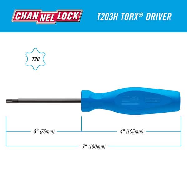 Channellock 3 in. T20 Torx Screwdriver with 3-Sided High
