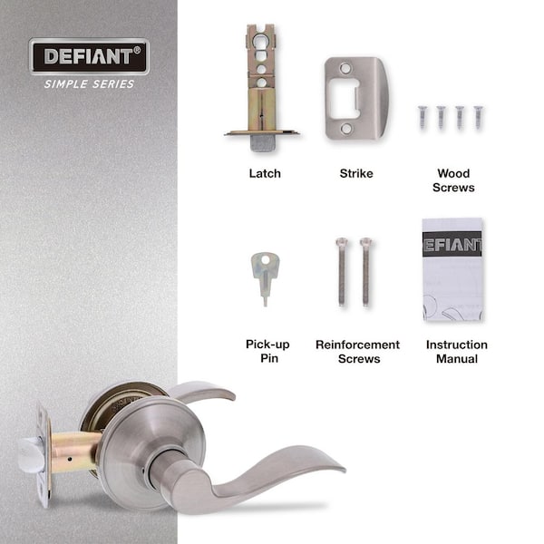 Defiant Wave Satin Nickel Hall/Closet Door Lever 12-Pack