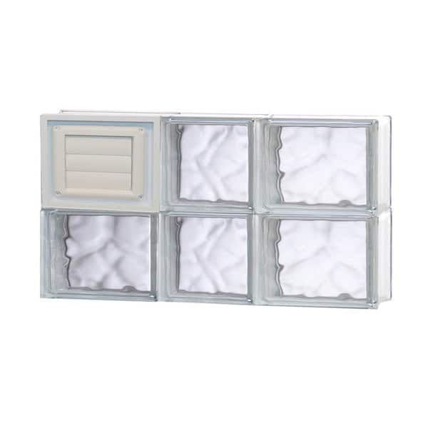 Clearly Secure 21.25 in. x 11.5 in. x 3.125 in. Frameless Wave Pattern Glass Block Window with Dryer Vent