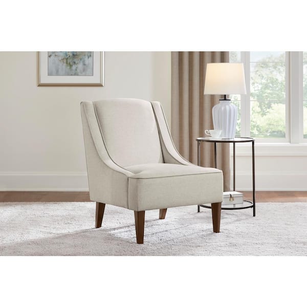 Home Decorators Collection Leabury Classic Swoop Upholstered Accent Chair in Oatmeal Beige (28" W)