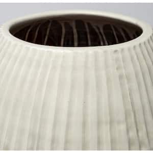 Reyan Large 28.5 in. Pearl White Ceramic Striped Vase