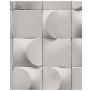 Grey 3D Blocks Geometric Print Non-Woven Paste the Wall Textured Wallpaper 57 Sq. Ft.