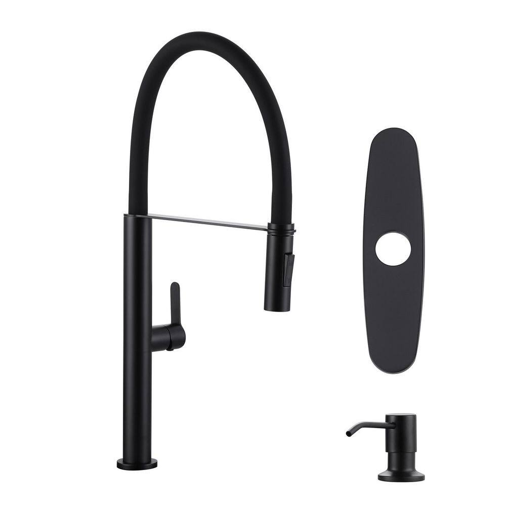 Matte Black 21.2 in. H 360° swivel Pull Down Sprayer Kitchen Faucet with Soap Dispenser and Deckplate price history on PriceWatchPro