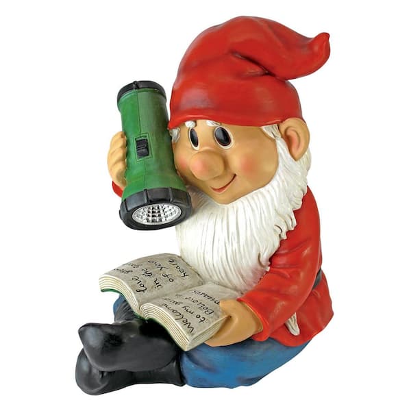 9.5 in. H Flashlight Freddie Solar Garden Gnome Statue