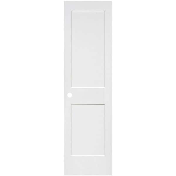 80 in. H x 24 in. W Shaker 2-Panel White Solid Core Wood Interior Door Slab with Bore Hole