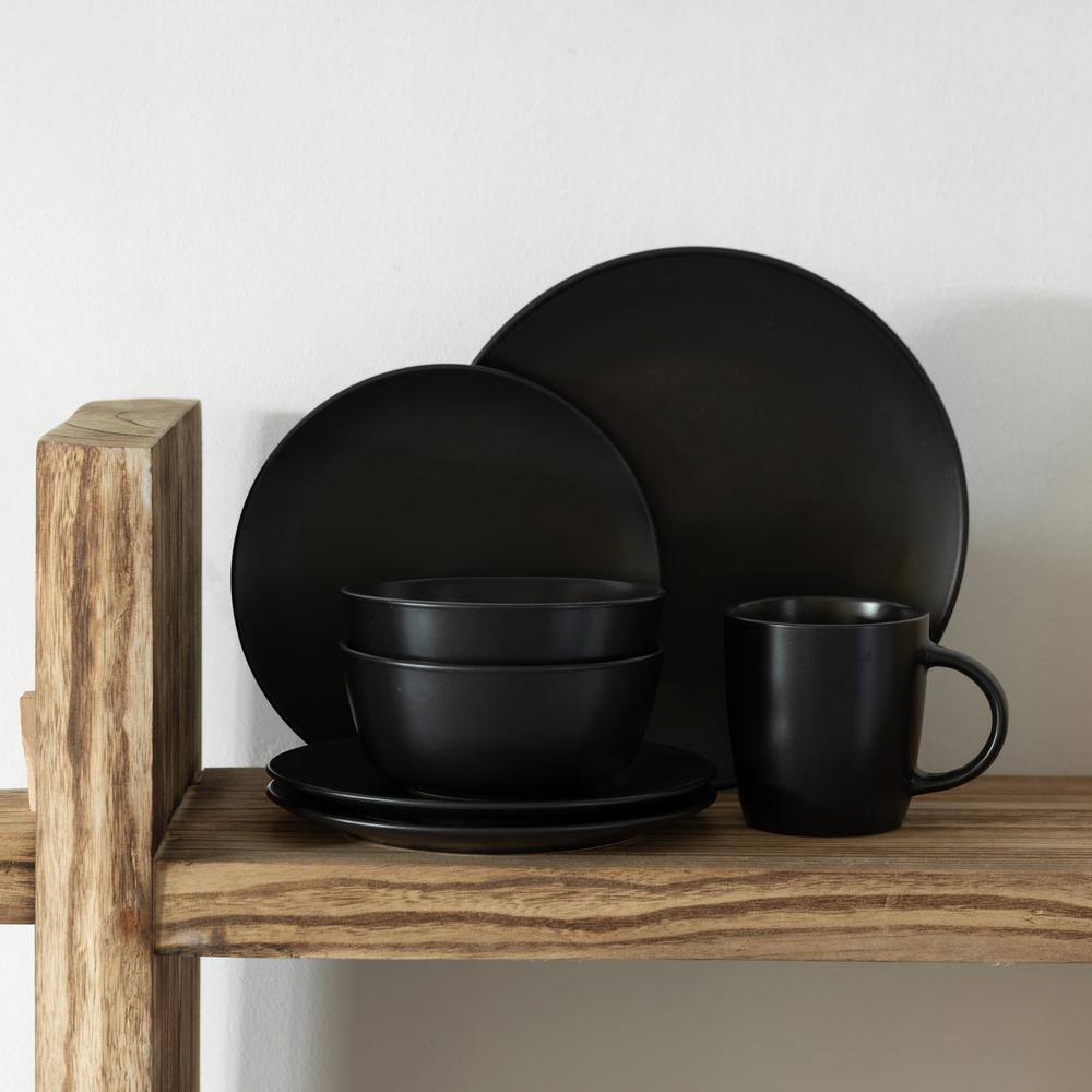 Black Ceramic 32-Piece Dinnerware Set for 8