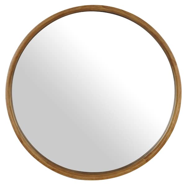 WallBeyond 26 in. W x 26 in. H Round Solid Wood Framed Vanity Medicine Cabinet with Mirror Traditional Style Surface Mount