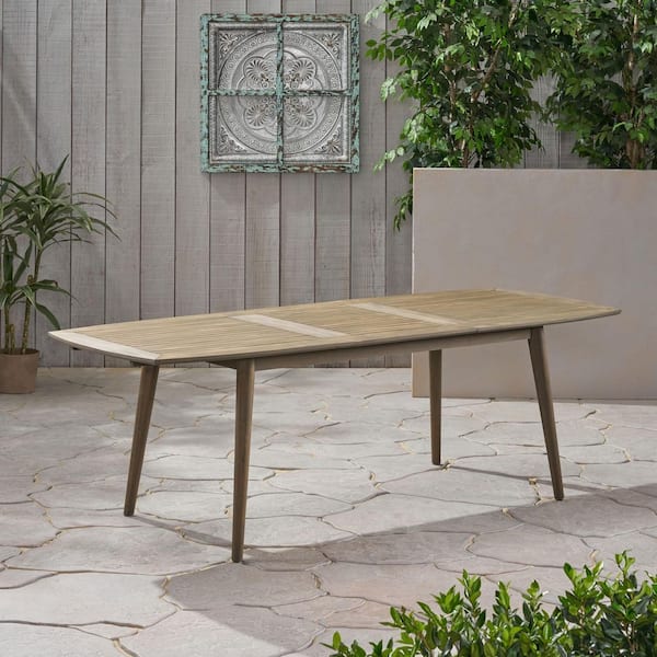 Harper & Bright Designs Outdoor Acacia Wood Dining Table with Extension