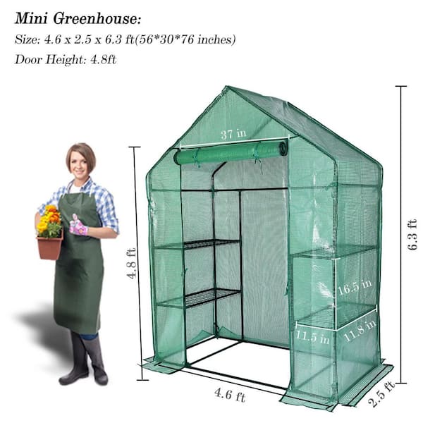 OGETFUUR 56 in. W x 30 in. D x 76 in. H Greenhouse, Portable Walk