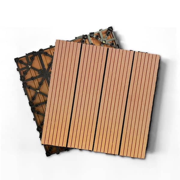 1 ft. x 1 ft. Wood and Plastic Composite Interlocking Deck Tile in Natural Vertical Stripes (20 sq. ft. per Box)