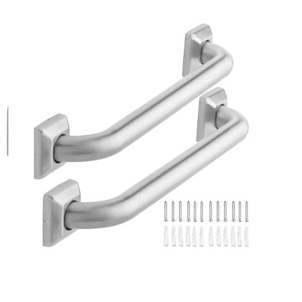 Lynzavix 14.65 in. L x 3 in. W Concealed Screw Bathroom Safety Grab Bar Stainless Steel for Seniors, Elderly in Brushed 2-Pack