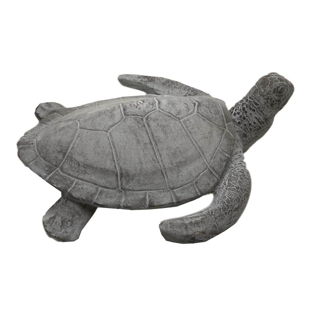 Gray Polyresin Sea Turtle Garden Statue 21.5" Outdoor Decor