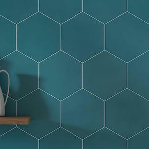 Honeycomb Hexagon 9 in. x 10 in. Blue Matte Porcelain Tile (12.06 sq. ft./Case)