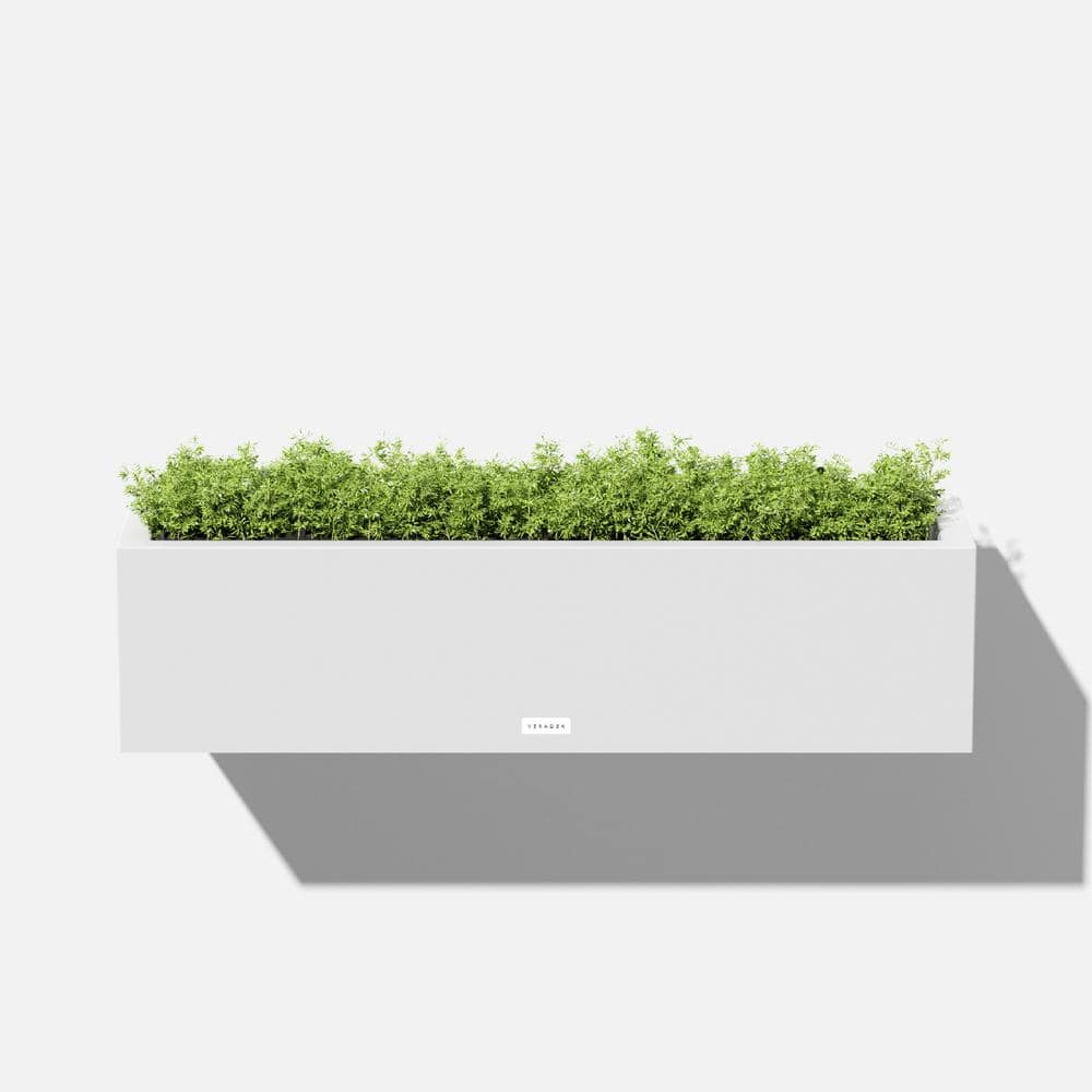White 36" Recycled Plastic Railing Planter with Steel Brackets