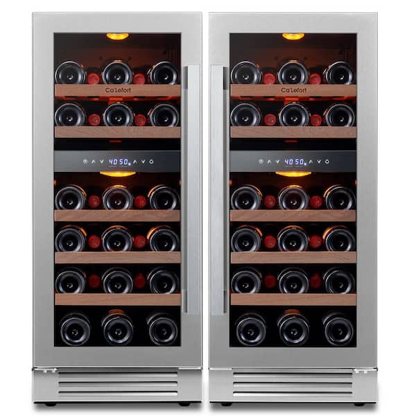 Ca'Lefort 30 in. Quad Zone Cellar Cooling Unit 56-Bottles Built- in Wine Cooler Side-by-Side Refrigerators Frost Free in Black