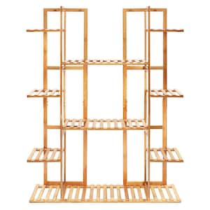 48 in. x 35 in. x 8 in. Indoor Bamboo Wood Plant Stand 14-Potted Display Rack Holder 6-Tier Garden Kits and Accessories