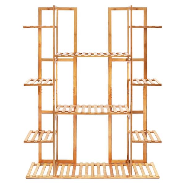 48 in. x 35 in. x 8 in. Indoor Bamboo Wood Plant Stand 14-Potted Display Rack Holder 6-Tier Garden Kits and Accessories