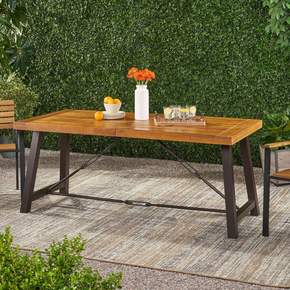 Wood Patio Table Pieces Acacia Wood Patio Dining Set With
