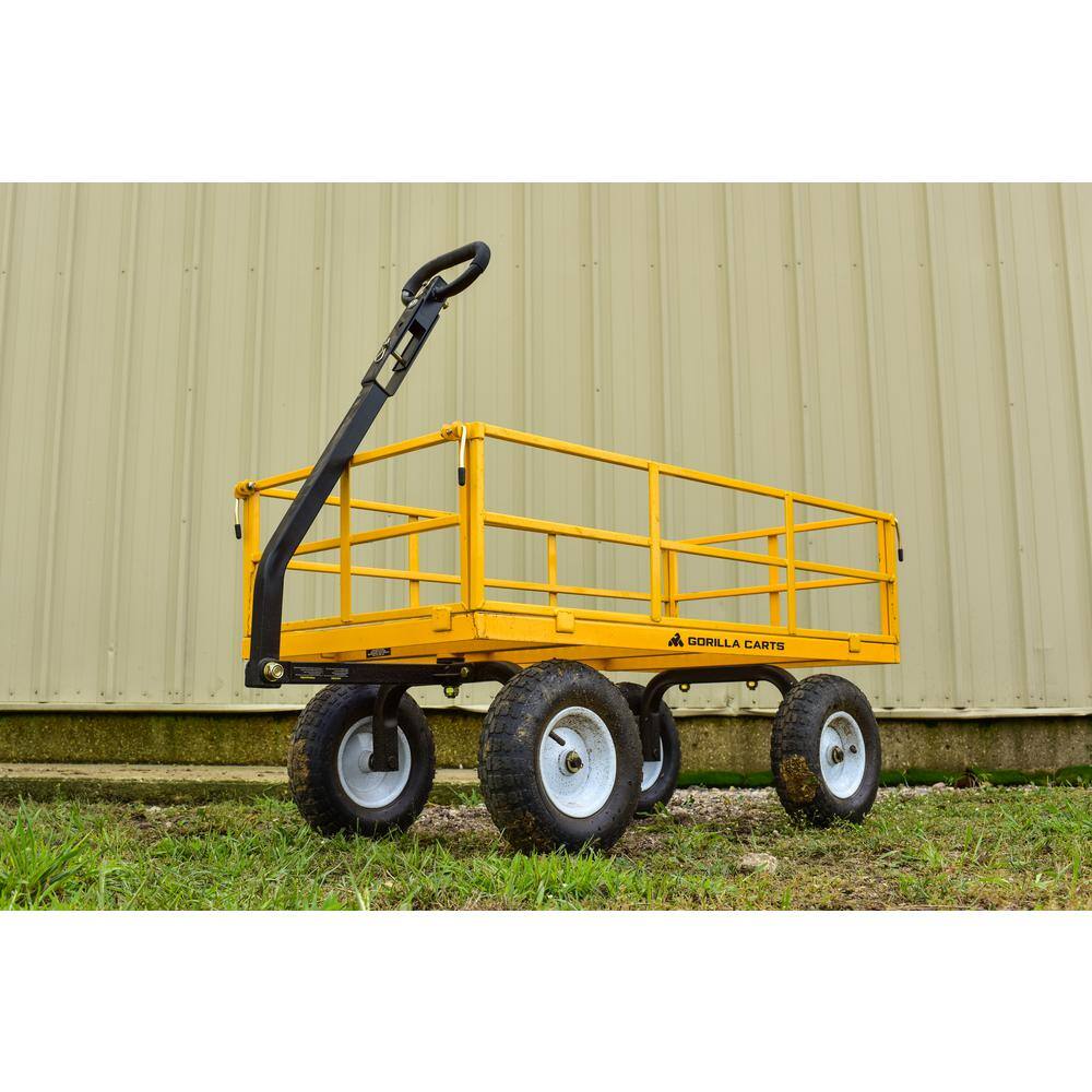 Yellow Heavy Duty Steel Utility Cart with Mesh Bed