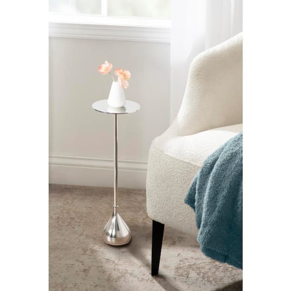 Hersi 7 in. Silver Round Metal End Table