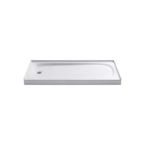 Salient 60 in. x 30 in. Cast Iron Single Threshold Shower Base with Left-Hand Drain in White
