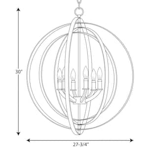 Equinox Collection Satin Brass Six-Light Sphere Pendant
