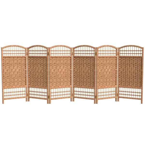 3 ft. Short Fiber Weave Folding Screen - Natural - 6 Panels