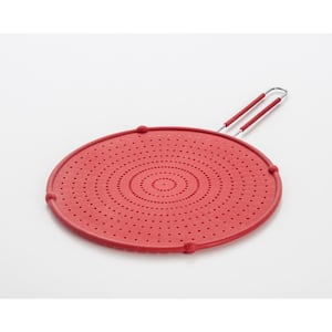 13 in. Red Silicone Splatter Screen with Non-Slip Grip