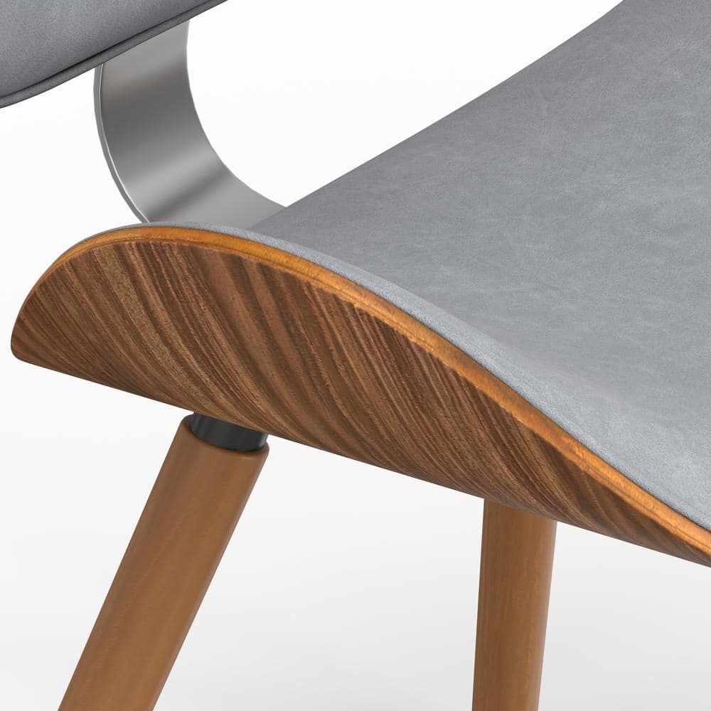 Stone Grey Faux Leather Upholstered Dining Chair with Bentwood Backrest