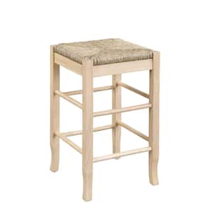 Square 24.5 in. Counter Height Rush Backless Wood Stool - Blonde Oak