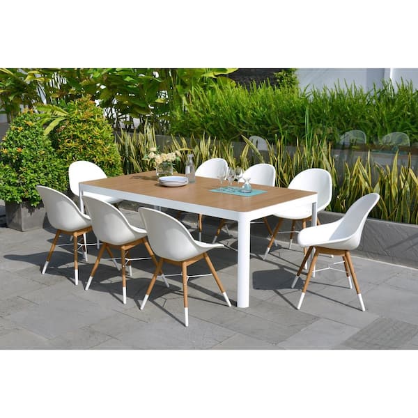 Amazonia Carilo 9-Piece Wood Rectangular Outdoor Dining Set
