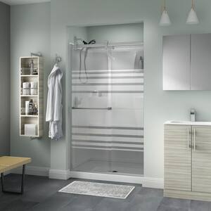 Everly Contemporary 43-3/8 to 47-3/8 in.3/8 in. W x 71 in. H Frameless Sliding Shower Door, Nickel, Transition Glass
