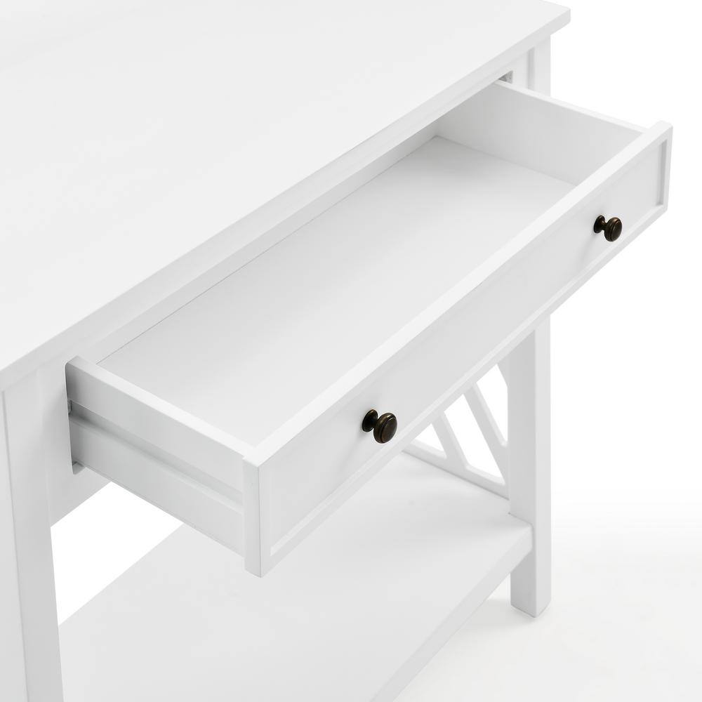 White Pine and Metal Console Table with Storage