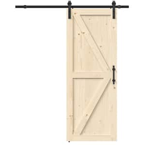 32 in. x 84 in. Sliding Barn Doors with 6 ft. Hardware Kit Wood Unfinished Solid Pine Barn Doors with Track Kit