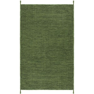 Montauk Green/Black 4 ft. x 6 ft. Solid Color Striped Area Rug