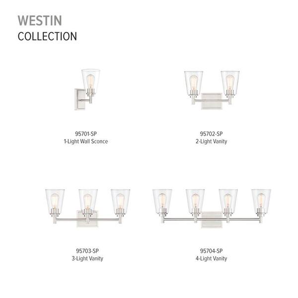 Designers Fountain - Westin 22.5 in. 3-Light Satin Platinum Industrial Wall Sconce with Clear Glass Shades