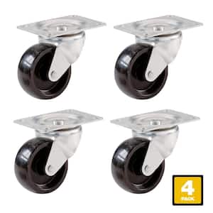 2 in. Black Polypropylene and Steel Swivel Plate Caster with 125 lb. Load Rating (4-Pack)
