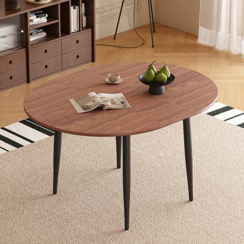 Black, Walnut Wood 54 in. 4 Legs Dining Table Seats 4