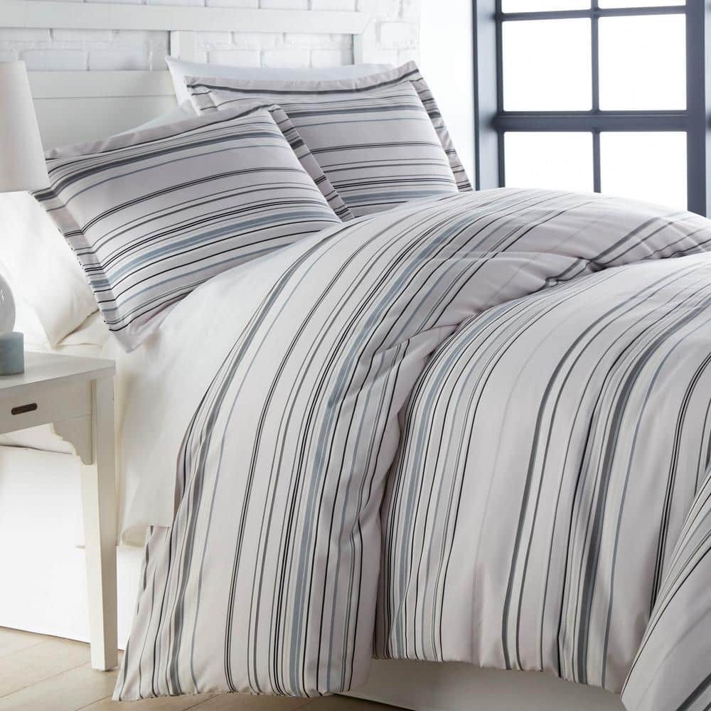 King Gray Reversible Microfiber Down Alternative Comforter Set