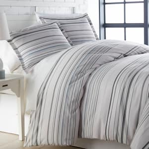 Coastal Stripe 2-Piece Grey Stripe Microfiber Twin/Twin XL Comforter Set