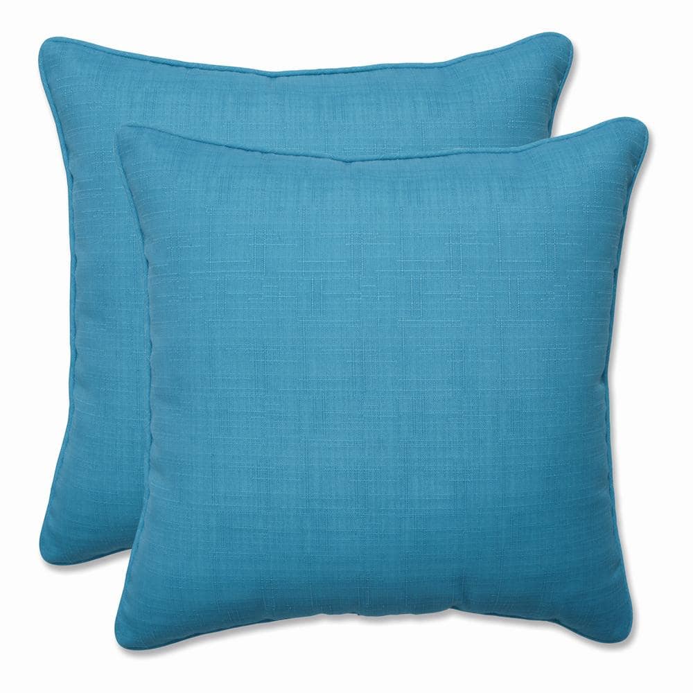 Pillow Perfect Solid Blue Square Outdoor Square Throw Pillow 2-Pack ...