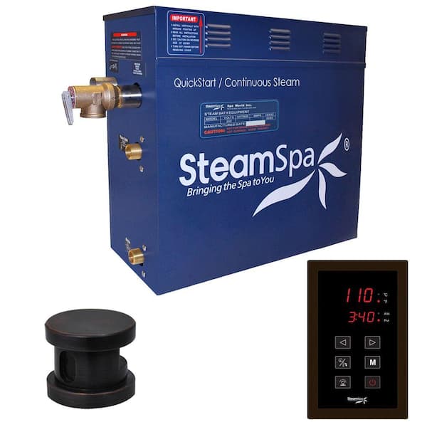 SteamSpa Oasis 7.5kW QuickStart Steam Bath Generator Package in Polished Oil Rubbed Bronze