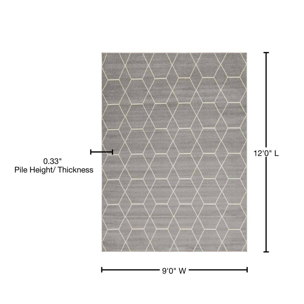 Light Gray 9' x 12' Synthetic Trellis Area Rug