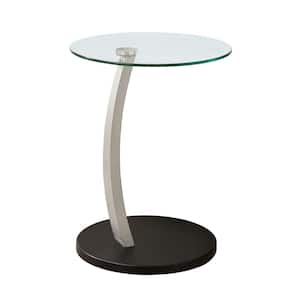 Jasmine 24 in. Black/Silver, Particle Board, Tempered Glass - Accent Table