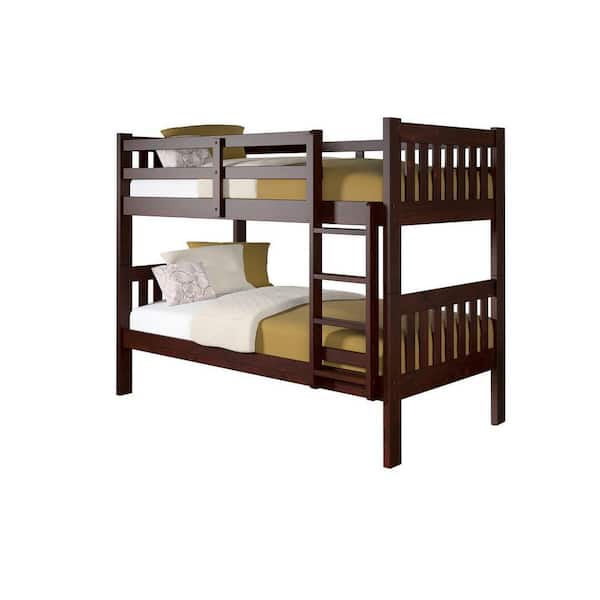 Donco Kids Brown Cappuccino Twin Over Twin Mission Bunk Bed