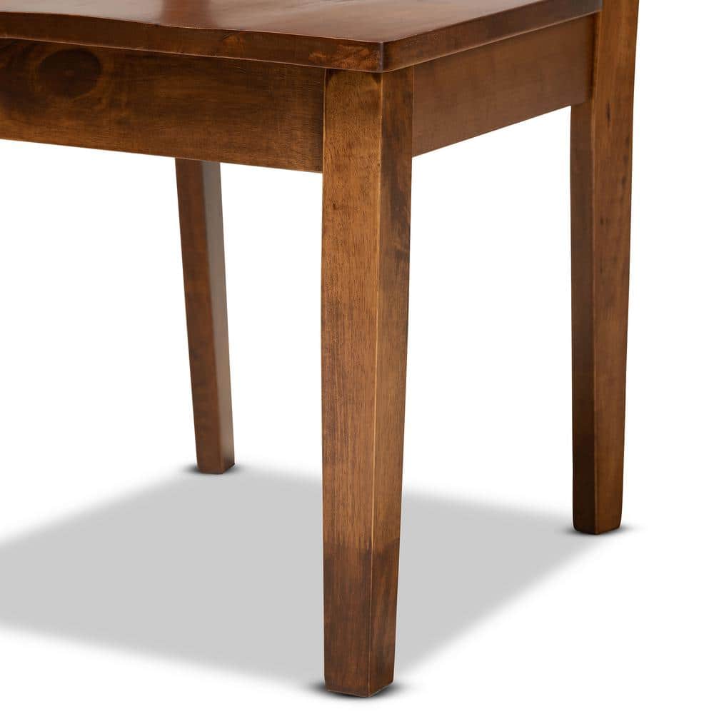 Walnut Brown Geometric Cut-Out 7-Piece Dining Set with Scoop Seats