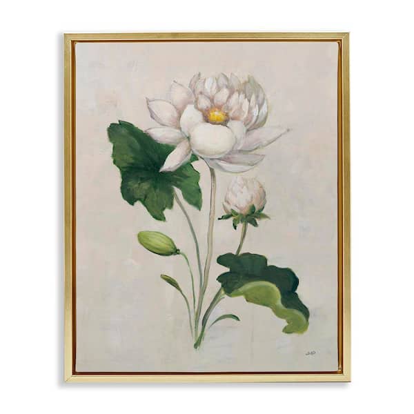 Stupell Industries Graceful Budding Lily by Julia Purinton Gold Floater Frame Nature Graphic Art Print 21 in. x 17 in.