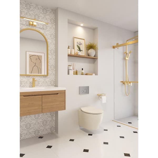 Liberty 1-Piece 1.1/1.6 GPF Dual Flush Wall-Mounted Elongated Toilet in Bone